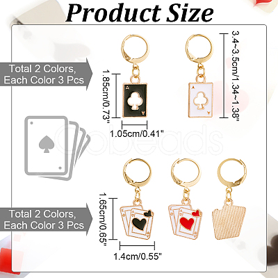 12Pcs 4 Style Alloy Enamel Playing Card Charm Locking Stitch Markers HJEW-PH01665-1