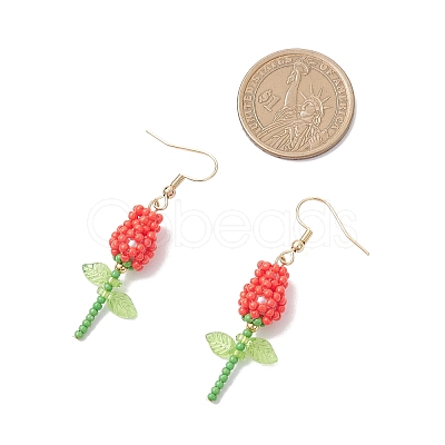 Stainless Steel Glass Flower Dangle Earrings EJEW-MZ00574-1