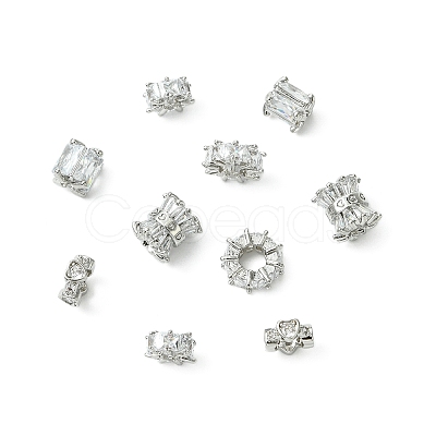 10Pcs 5 Styles Brass Micro Pave Cubic Zirconia Beads KK-CJ0004-20-1