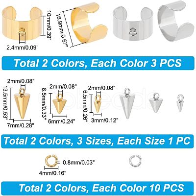 Unicraftale DIY Cone Charm Cuff Ring Making Kit STAS-UN0039-59-1