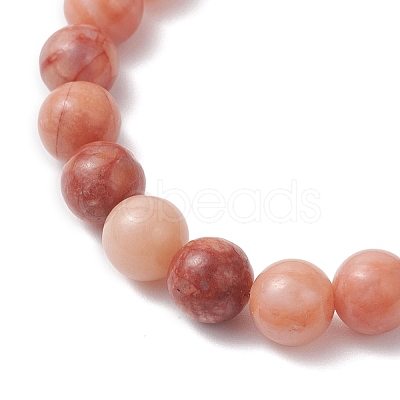 Natural Pink Aventurine Beads Stretch Bracelets for Women BJEW-JB12625-01-1
