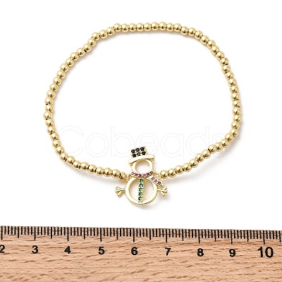 Christmas Brass Micro Pave Cubic Zirconia Link Bracelets BJEW-K289-01A-G-1