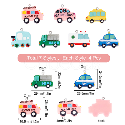 28Pcs 7 Style Resin Pendants FIND-SC0002-80-1