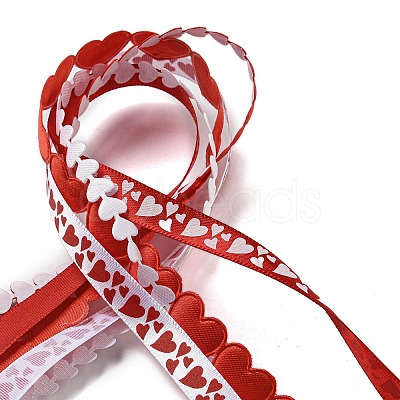 10 Yards 5 Styles Valentine's Day Polyester Ribbons OCOR-Q026-01-1