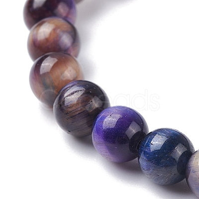 6.5mm Natural Galaxy Tiger Eye Round Beads Stretch Bracelet for Women BJEW-JB07292-1