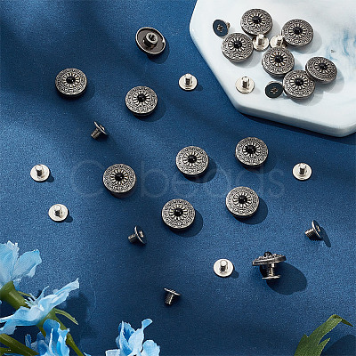 15Pcs 1-Hole Alloy & Plastic Beads Buttons BUTT-HY0001-11B-1