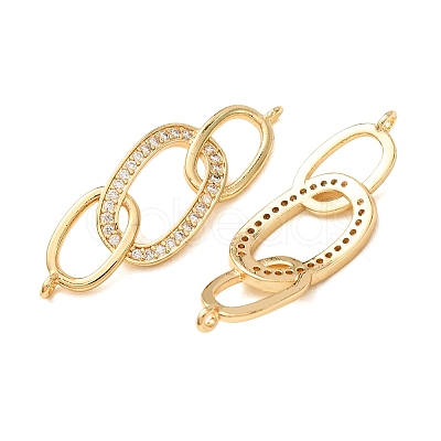 Brass Micro Pave Clear Cubic Zirconia Connector Charms CU-CBA4579-16G-1