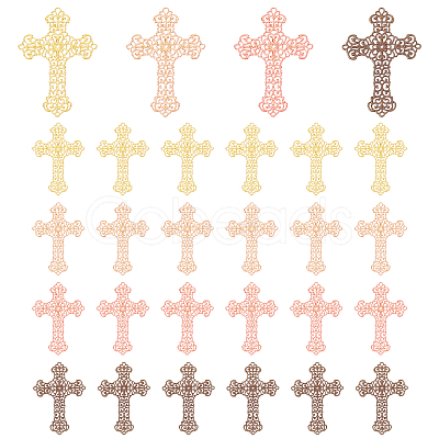 30Pcs 5 Colors Brass Filigree Joiners Links KK-PH0003-36-1