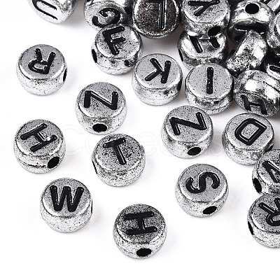 Plated Acrylic Horizontal Hole Letter Beads PACR-Q099-M03-S-1