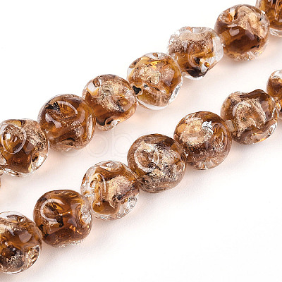 Handmade Gold Foil Glass Beads Strands FOIL-N029-04D-1