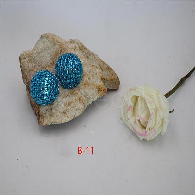 Alloy Rhinestone Half Round Stud Earrings FS-WGCEA49-13-1