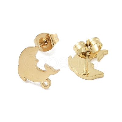 Dolphin Ion Plating(IP) 304 Stainless Steel Stud Earring Findings STAS-I206-120G-1