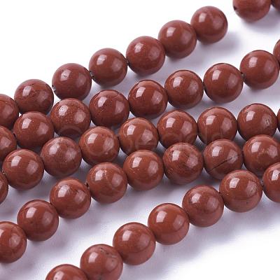 Natural Red Jasper Beads Strands G-F348-01-6mm-AA-1