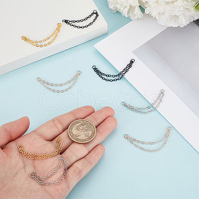 8Pcs 4 Colors Stainless Steel Cartilage Earrings with Double Dangle Chains AJEW-ME0001-50-1