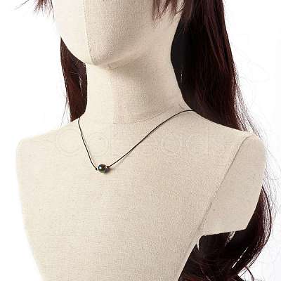 Pearl Luster Plated Round Faceted Natural Agate Pendant Necklace NJEW-JN03657-02-1