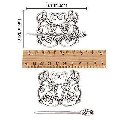 Viking Alloy Hair Clip with Hair Sticks OHAR-WH0001-04C-1