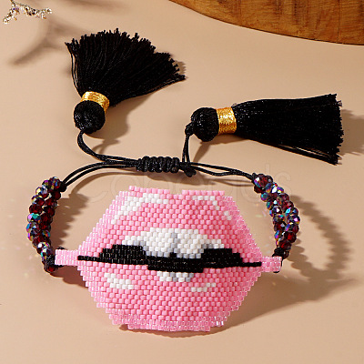 Bohemian Style Handmade Glass Seed Beaded Link Bracelets QQ7911-1-1