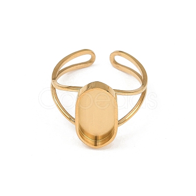 Real 18K Gold Plated 304 Stainless Steel Cuff Ring Components STAS-A191-12C-G-1