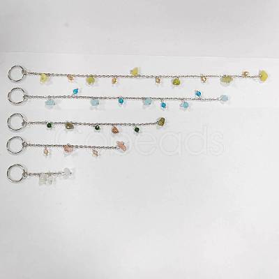 Gemstone Chip Hair Pendants Decoration Clips with Glass OHAR-AB00003-1