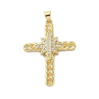 Brass Micro Pave Clear Cubic Zirconia Pendants KK-A212-06G-G-1