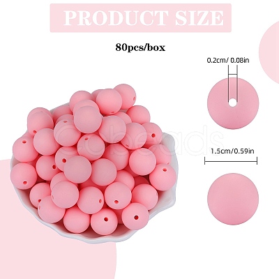 80Pcs Round Silicone Focal Beads SIL-SZ0001-24-23-1