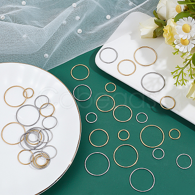 48Pcs 8 Styles 304 Stainless Steel Linking Ring STAS-ME0002-36-1