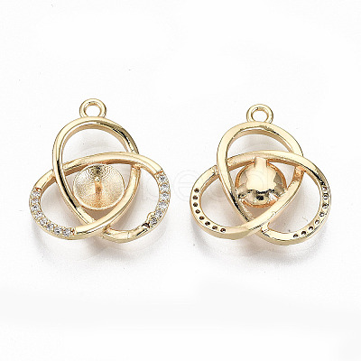 Brass Micro Pave Clear Cubic Zirconia Peg Bails Pendants KK-T062-21G-NF-1