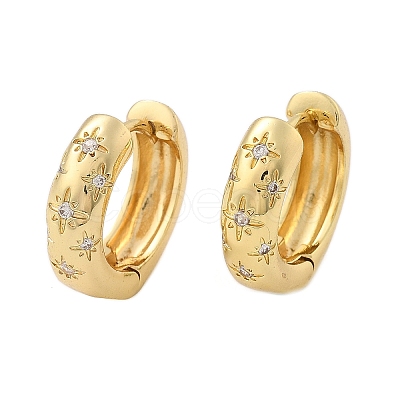 Clear Cubic Zirconia Star Hoop Earrings X-EJEW-C022-01G-1