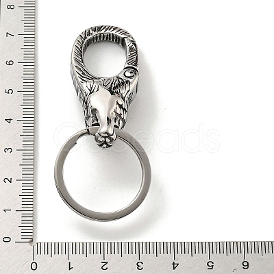 Tibetan Style 316 Surgical Stainless Steel Fittings with 304 Stainless Steel Key Ring FIND-Q101-09AS-05-1