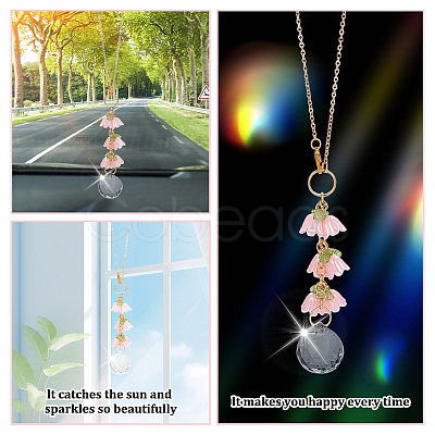 Glass & Resin Lily of the Valley Car Hanging Ornaments HJEW-DR00054-1