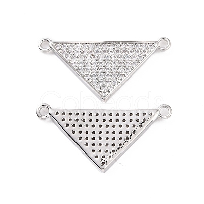 Brass Micro Pave Clear Cubic Zirconia Connector Charms KK-E068-VC480-1