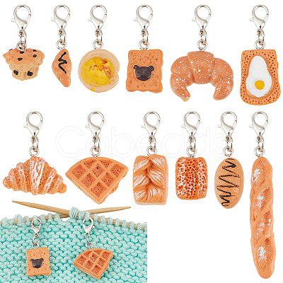12Pcs Resin Pendant Locking Stitch Markers HJEW-BC00083-1