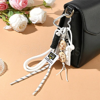 Bread Acrylic & Braided Polyester Rope Pendant Decorations HJEW-YWC0001-04A-1-1