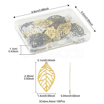 100Pcs 3 Colors Iron Filigree Joiners Pendants IFIN-FS0001-60-1