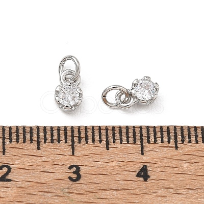 Brass Micro Pave Clear Cubic Zirconia Charms KK-D289-48A-P-1