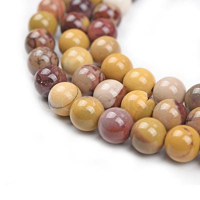 Natural Mookaite Round Beads Strands G-O047-12-8mm-1