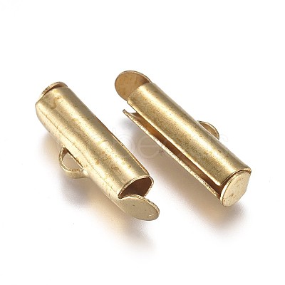 Brass Slide On End Clasp Tubes KK-TAC0003-04B-G-1