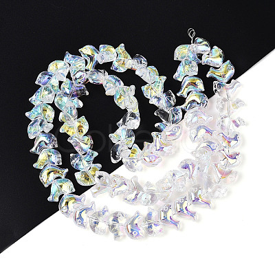 Electroplate Transparent Glass Beads Strands EGLA-N017-06-A01-1