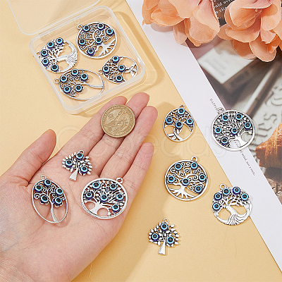 12Pcs 6 Styles Tibetan Style Alloy Pendants FIND-FH0009-09-1