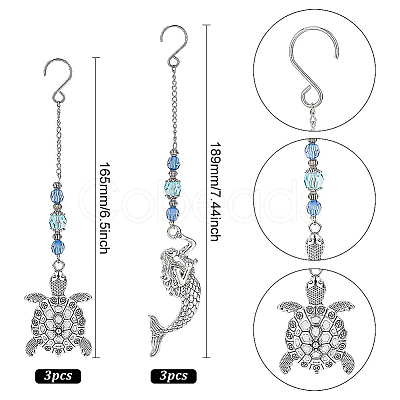 BENECREAT 6pcs 2 Style Tibetan Style Alloy Pendants Decorations AJEW-BC0002-05-1