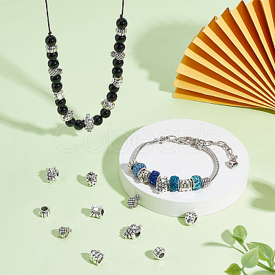 150pcs 5 styles Tibetan Style Zinc Alloy European Large Hole Beads FIND-PH0023-70-1