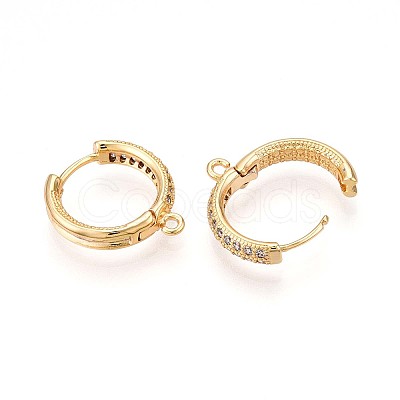 Brass Micro Pave Cubic Zirconia Hoop Earring Finding KK-N261-47G-1