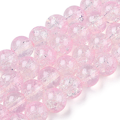 Transparent Crackle Baking Paint Glass Beads Strands DGLA-T003-01B-14-1