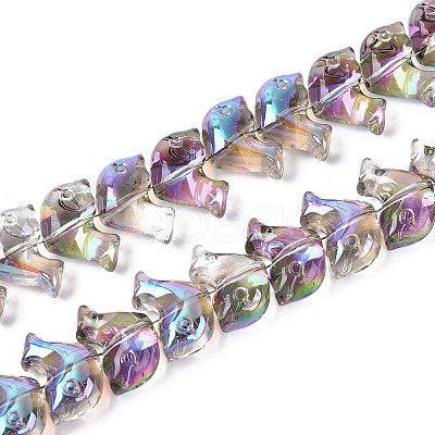 Electroplate Transparent Glass Beads Strands EGLA-N017-06-A02-1