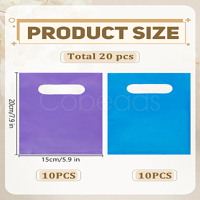 20Pcs 2 Colors LDPE Plastic Packaging Bags with Die Hole Handle ABAG-LP0001-57-1