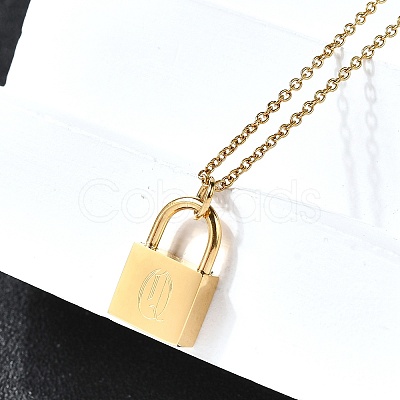 304 Stainless Steel Rolo Chain Pendant Necklaces NJEW-S444-01G-17-1