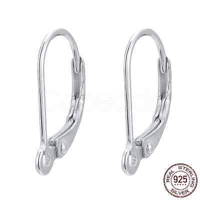 925 Sterling Silver Leverback Hoop Earrings STER-L054-52S-1
