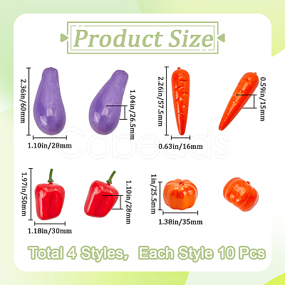 40Pcs 4 Styles Foam Artificial Vegetables AJEW-GF0009-58-1