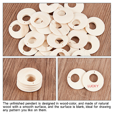 50Pcs Wood Pendants WOOD-GA0001-46-1
