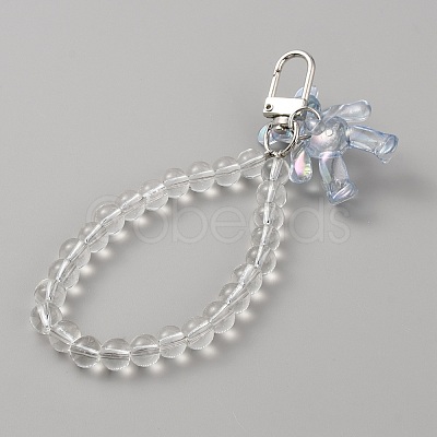 Acrylic Bear Hanging Beaded Keychain Wrist Bracelet Pendant Decoration HJEW-WH0068-15C-1